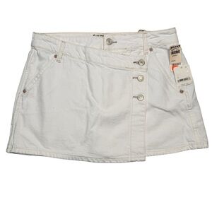 We The Free People Wynne White Denim Wrap Skirt Womens Size 28W Boho NEW